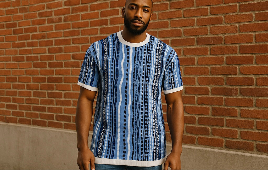 Cigar Couture Blue/White Short Sleeve Knit Shirt