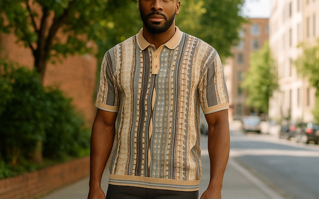 Cigar Couture Sand/ Multicolor Short Sleeve Knit Shirt
