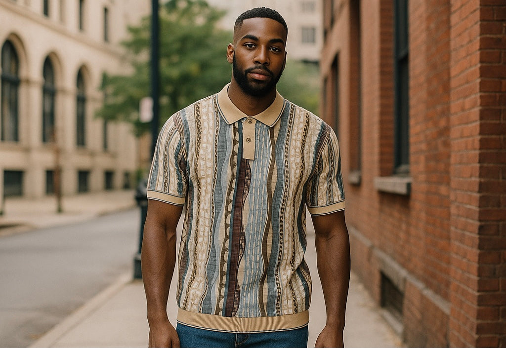Cigar Couture Sand/ Multicolor Short Sleeve Knit Shirt