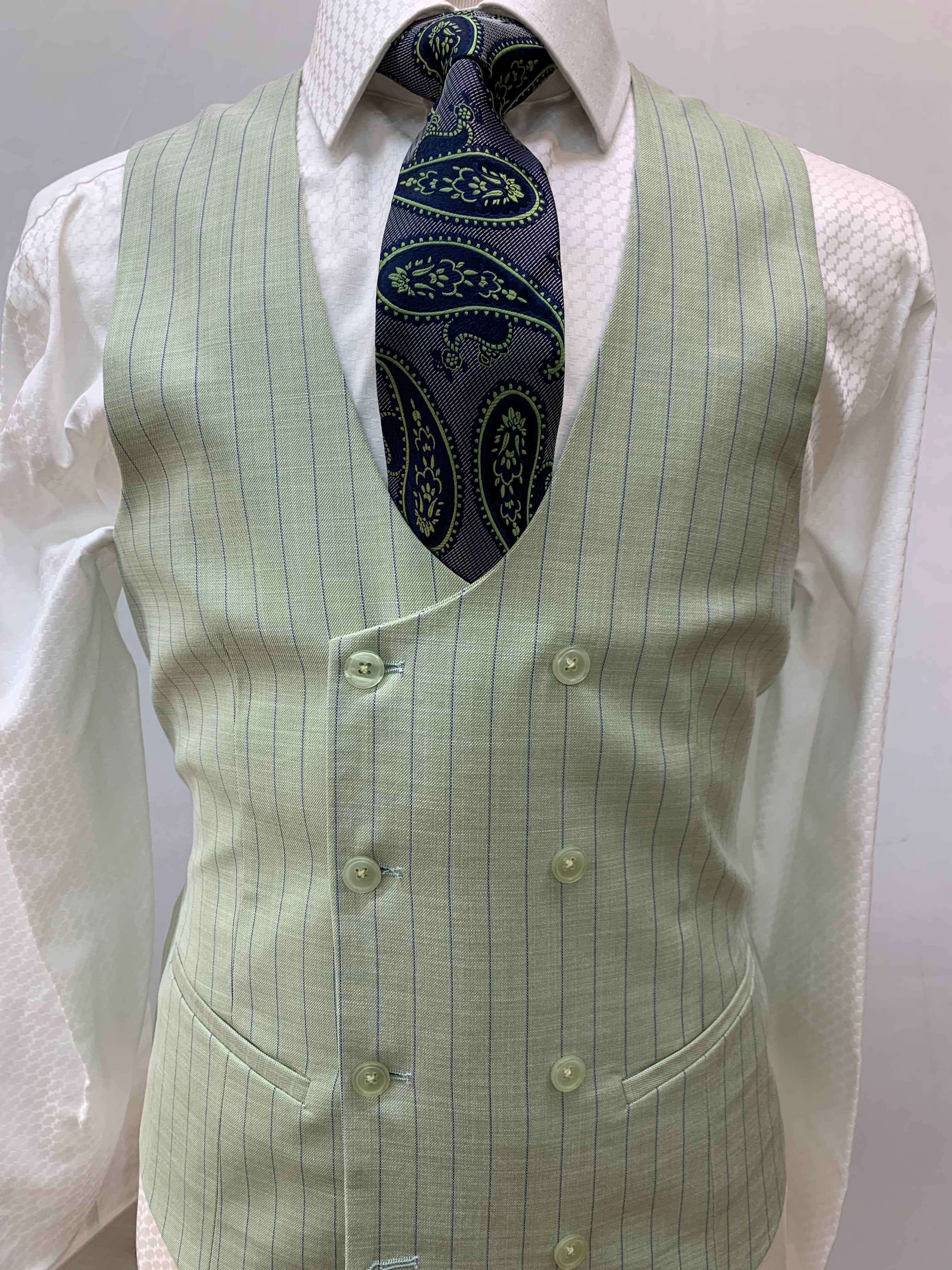 Rossi Man Slim Fit Green w/Navy Pinstripe 3pc