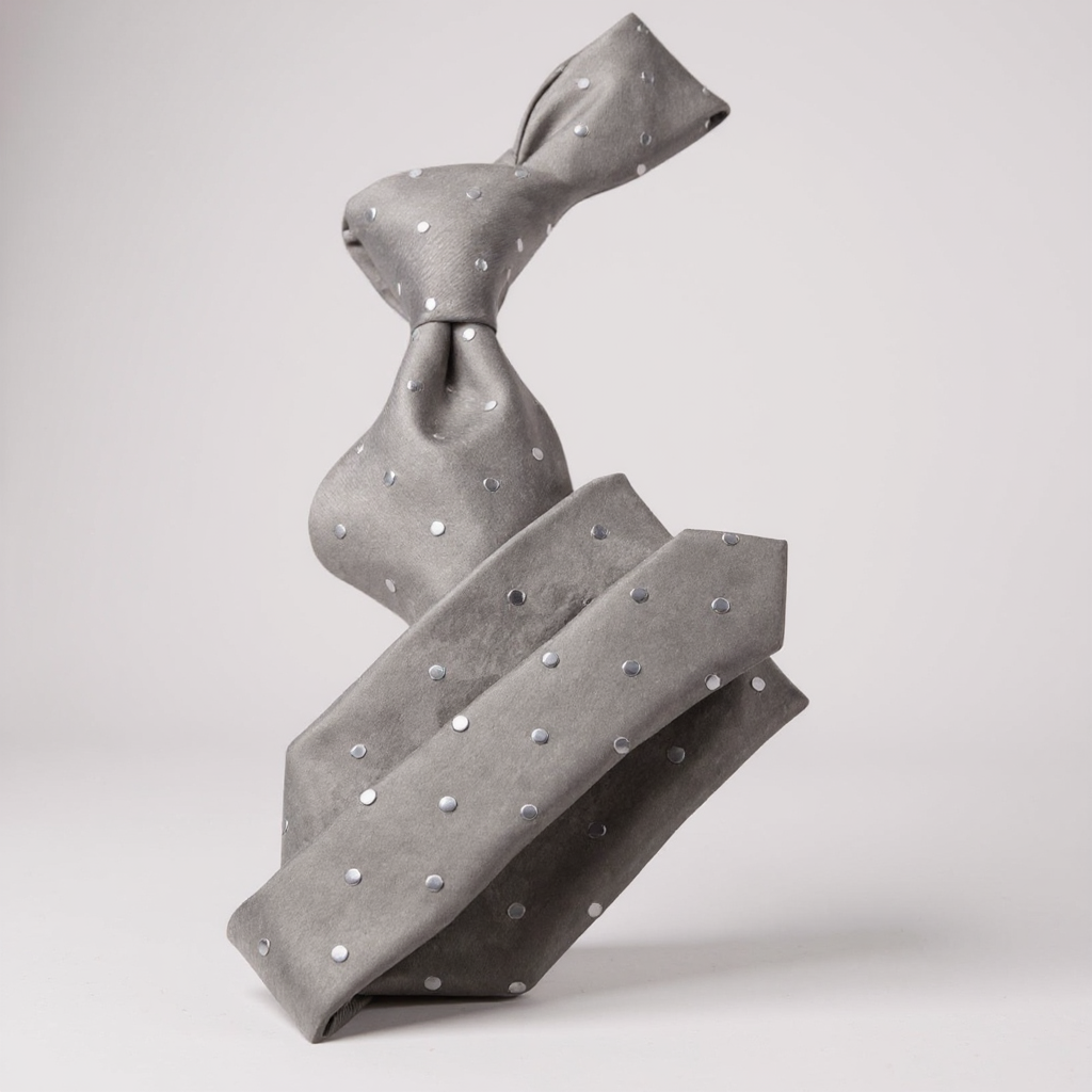 Silver Solid White Dot Tie