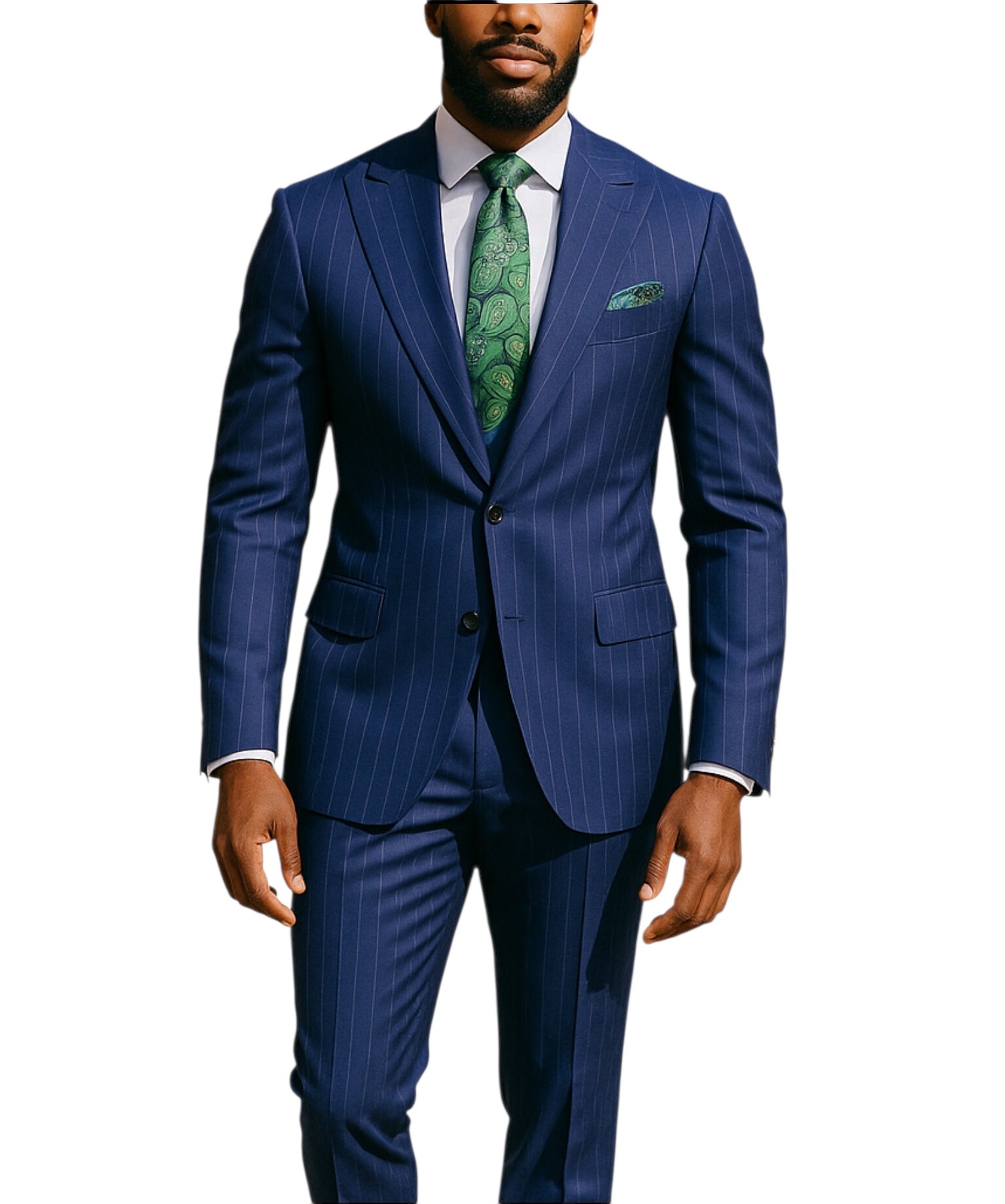 Canuti 3Pc Blue/w Lt. Blue Stripe Suit
