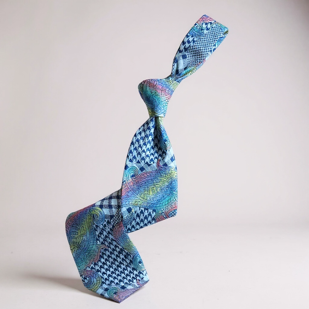 Blue Plaid Multicolored Tie