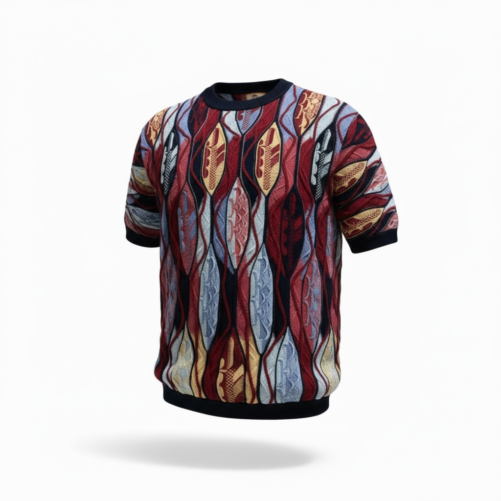 Couture Short Sleeve Shirt Navy/Red/Tan
