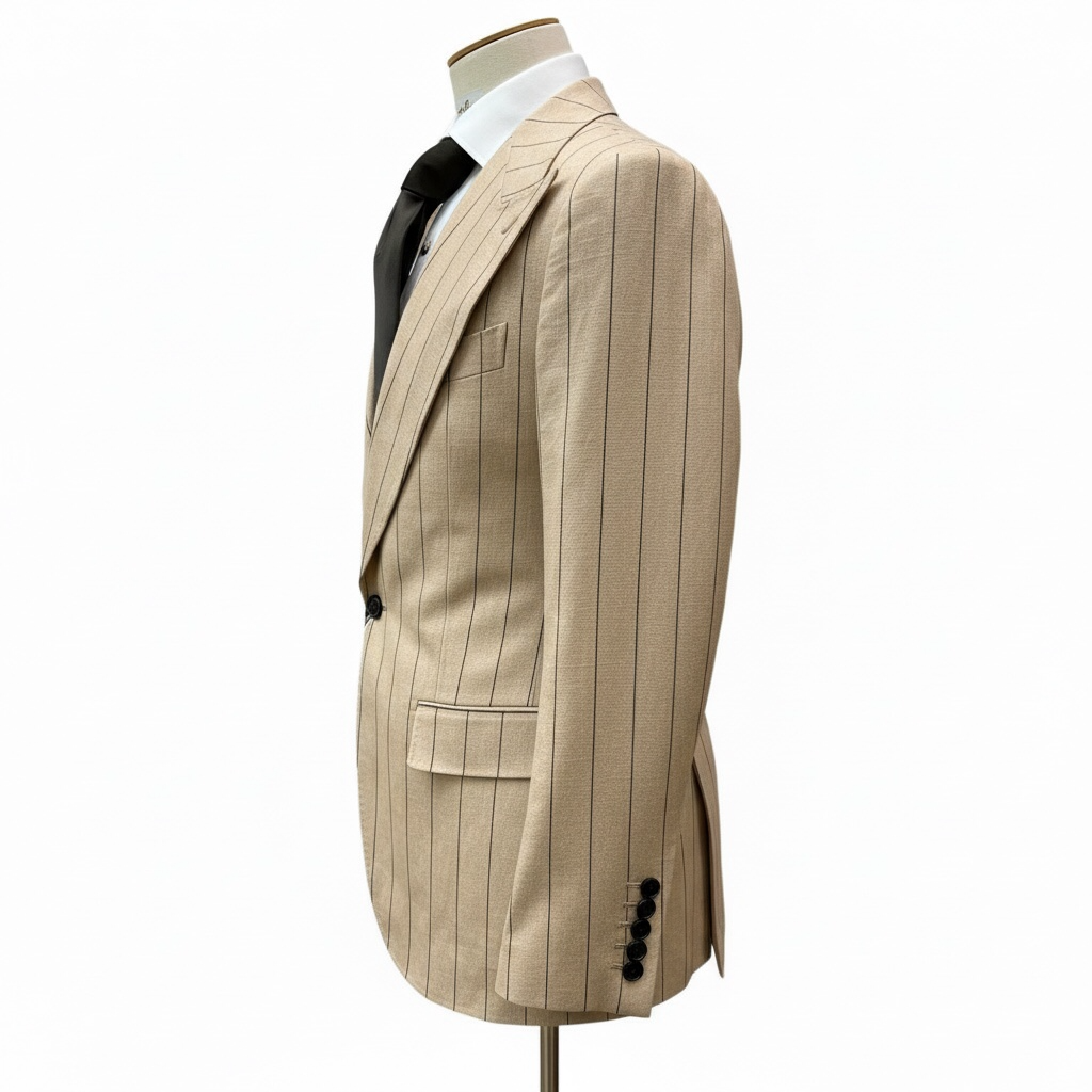 Couture Linen - Tan/Dark Brown Pinstripe