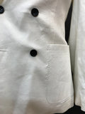Slim Fit Off White Double Breasted Stretch Linen