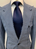 Navy Blue Plaid with w/Blue Flat Front Pants
