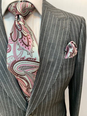 Modern Fit Gray Single Breasted Pinstripe