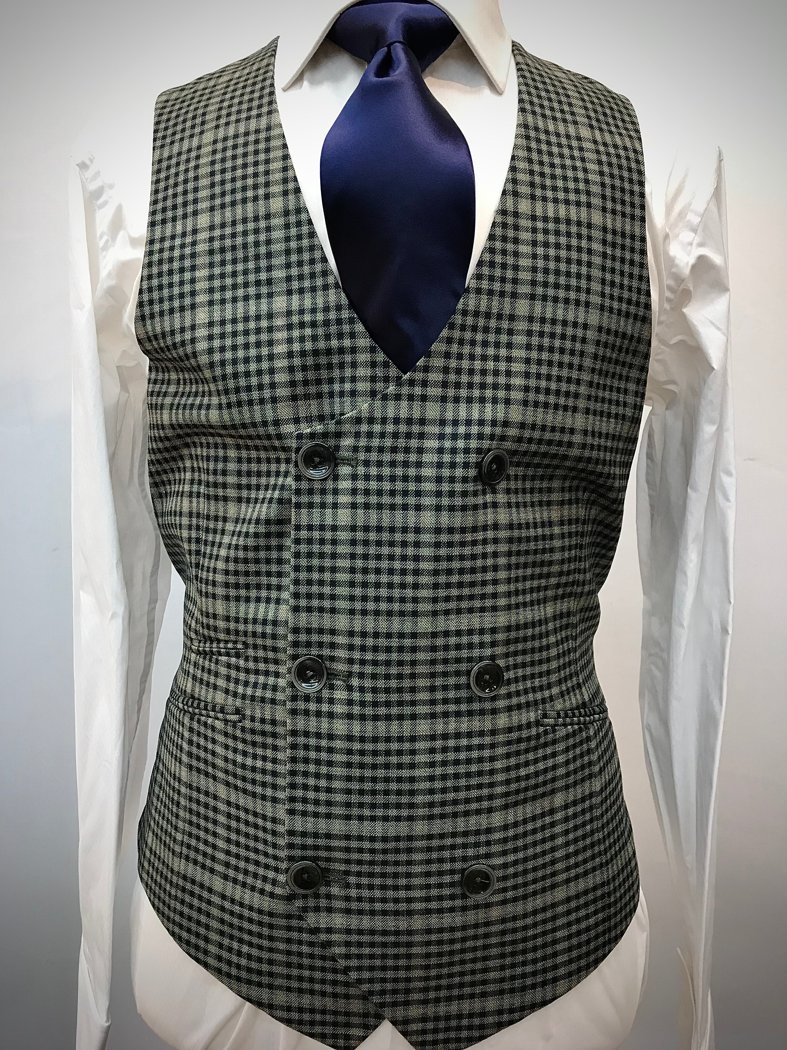 Tiglio Green/Navy Checkered Windowpane 3pc Suit