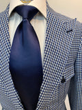 Navy Blue Plaid with w/Blue Flat Front Pants