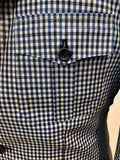 Navy Blue Plaid with w/Blue Flat Front Pants