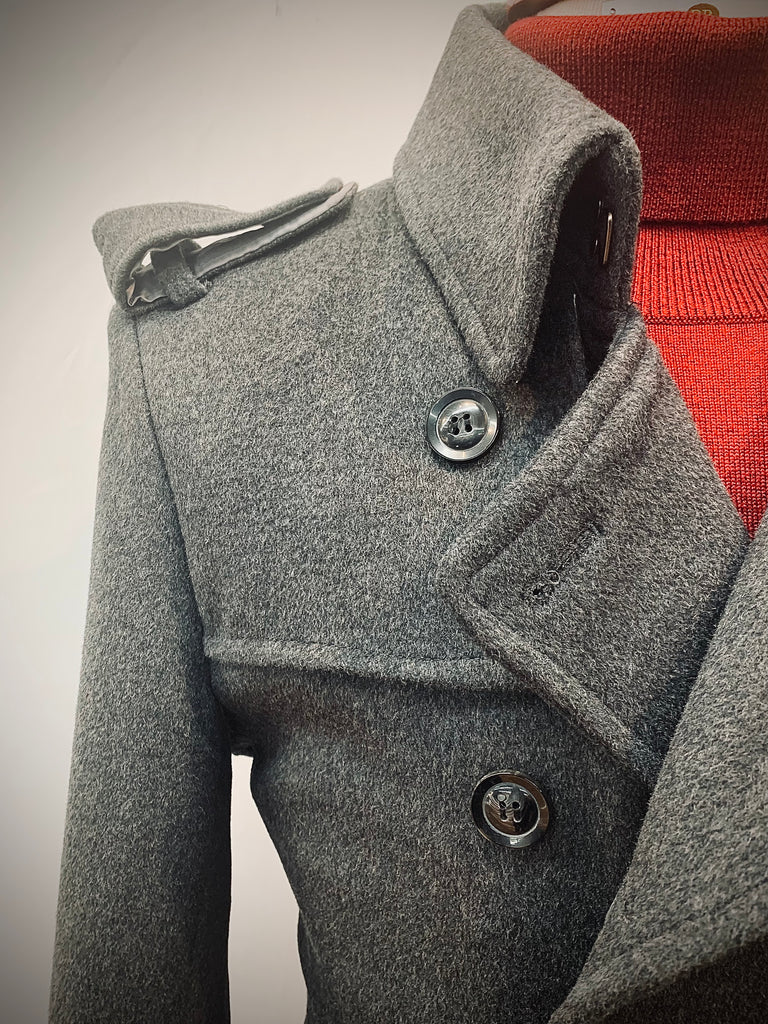Charcoal Gray Double Breasted Car Coat