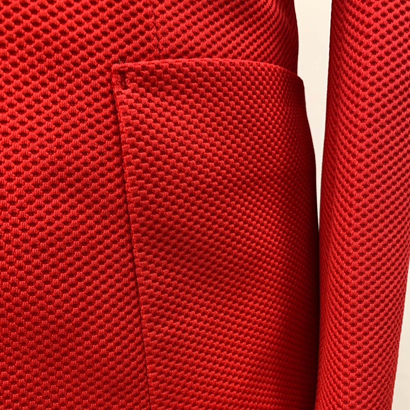Platino Red Waffle Knit Patch Pocket Blazer
