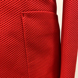 Red Waffle Knit Patch Pocket Blazer