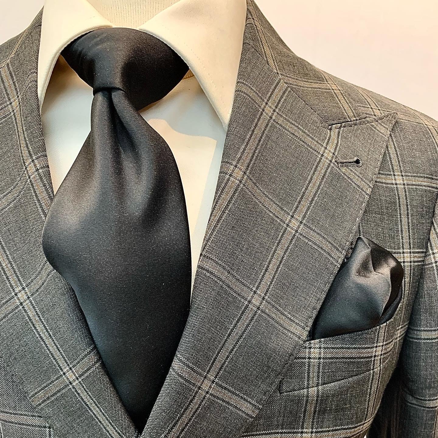 Stitch by Stitch Gray Windowpane Double Breasted Suit