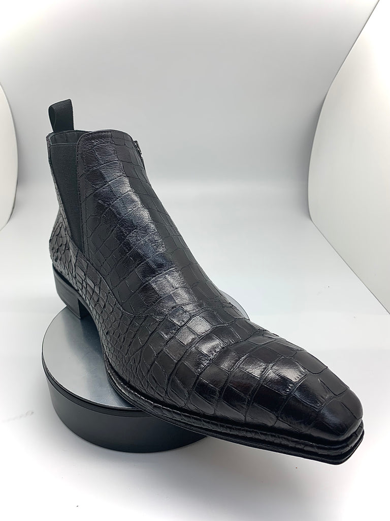 Dark Burgundy Croc Embossed Boot