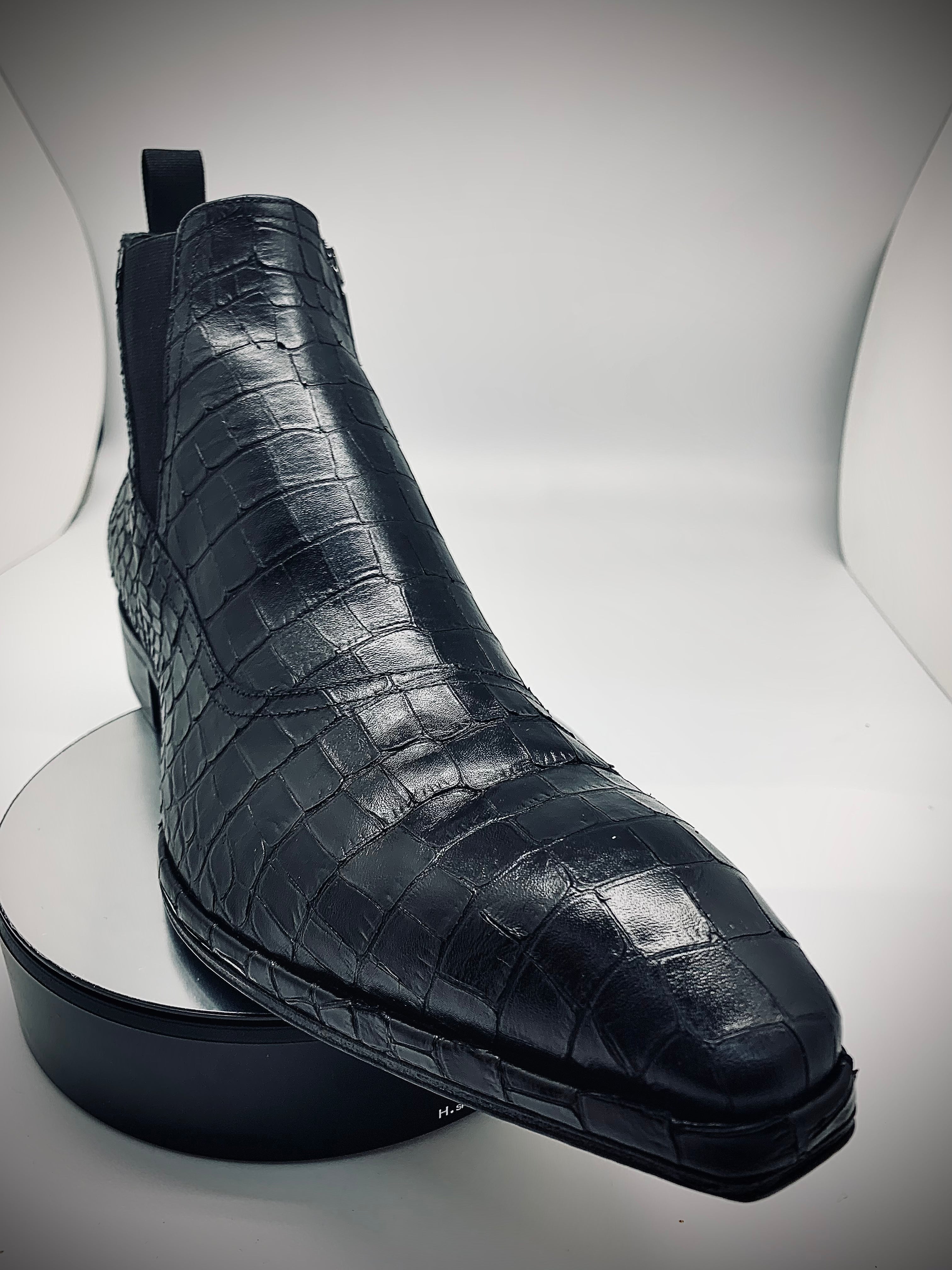 Stitch by Stich Black Croc Embossed Boot