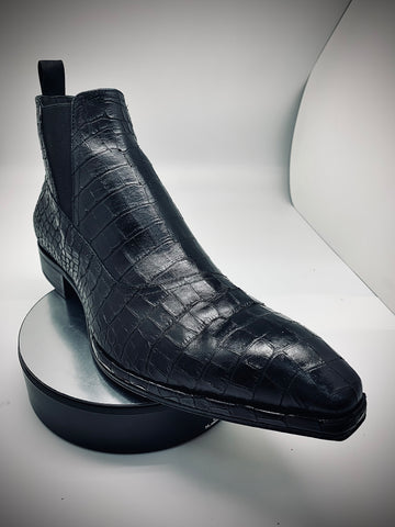Black Croc Embossed Boot