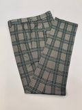 Slim Fitting Stretch Gray/Green/Black Plaid Slack