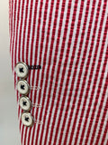 Slim Fit Red Striped Seersucker