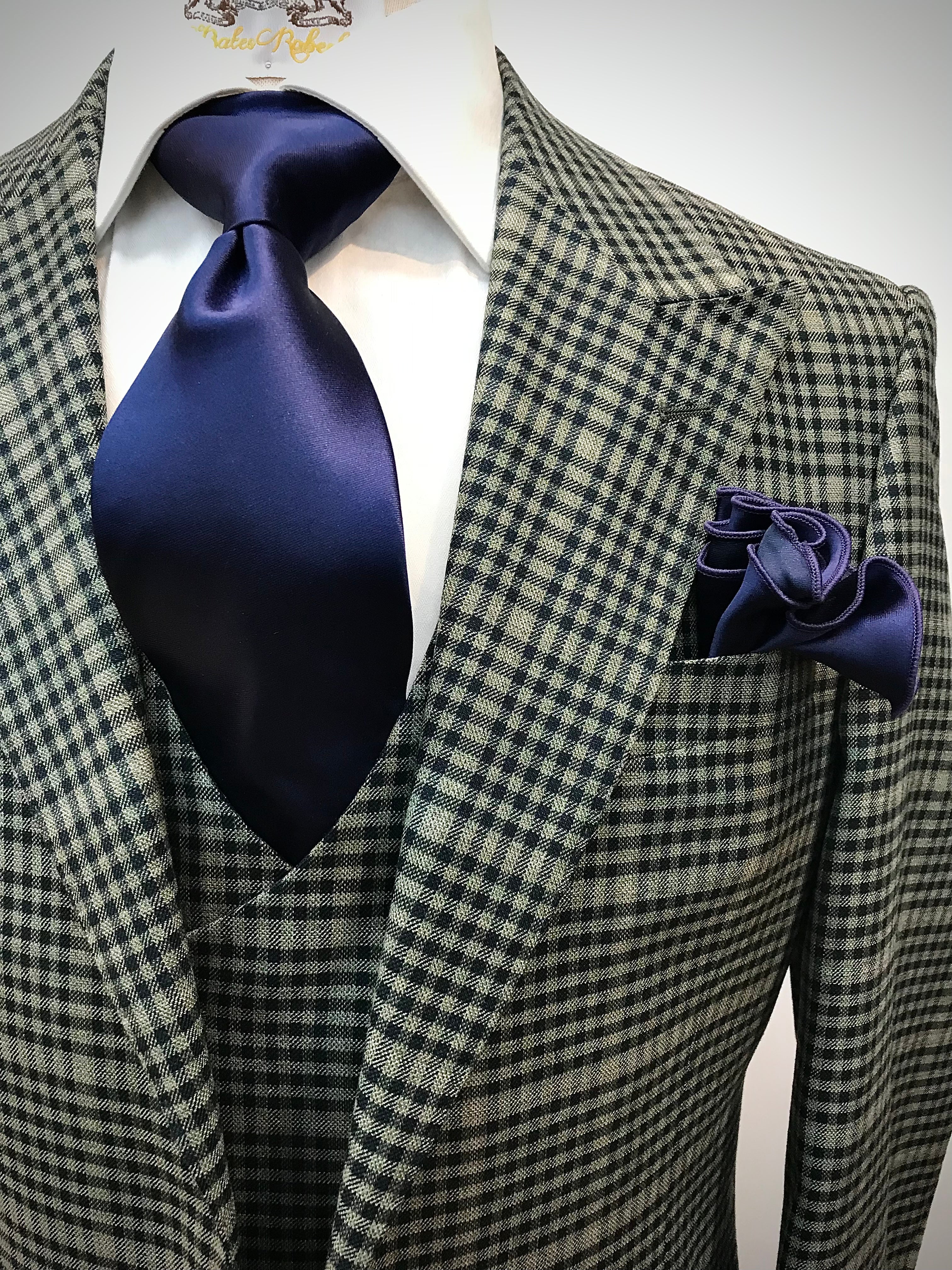 Tiglio Green/Navy Checkered Windowpane 3pc Suit
